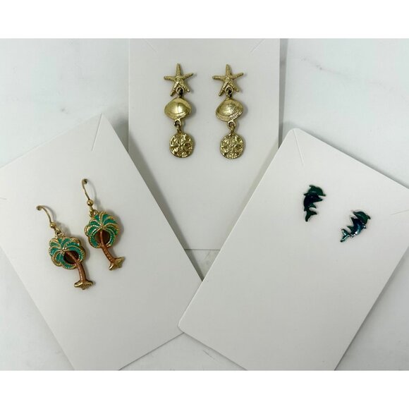 Tropical Earrings Set: Starfish Fish & Shell Dangle Designs - Picture 7 of 7
